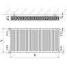 Mexen C22 plokščias radiatorius 400 x 1400 mm, šoninis jungimas, 1660 W, baltas - W422-040-140-00