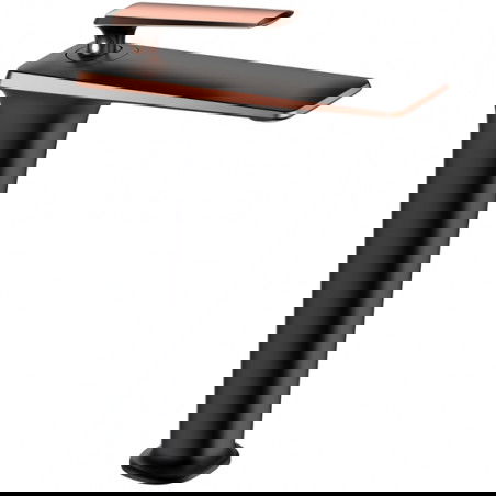 Mexen Purus aukštas praustuvo maišytuvas, juodas/rožinis auksas - 745810-76