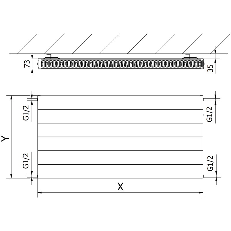 Mexen CL21 Line plokštės radiatorius 900 x 600 mm, šoninis prijungimas, 954 W, baltas - W421L-090-060-00