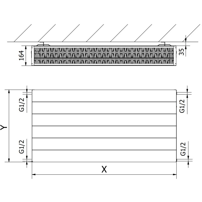 Mexen CL33 Plokščias radiatorius Line 300 x 400 mm, šoninis prijungimas, 496 W, baltas - W433L-030-040-00