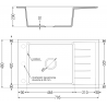 Mexen Elias granito plautuvė vienos talpos su nuvarvėjimo zona 795 x 480 mm, juodas, chromuota sifonas - 6511791005-77