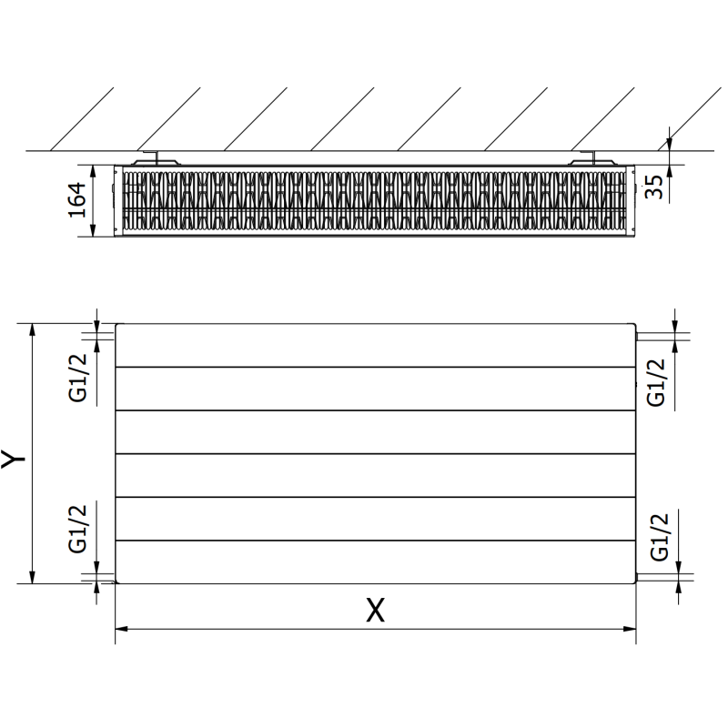 Mexen Line CL33 plokštės tipo radiatorius 600 x 1000 mm, šoninis prijungimas, 2201 W, baltas - W433L-060-100-00
