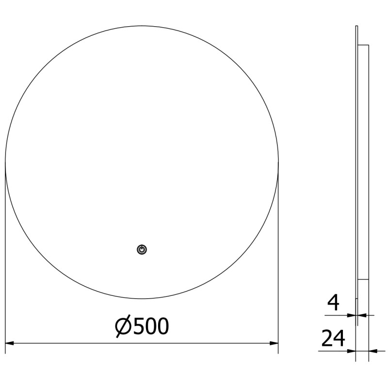 Mexen Erg apšviestas vonios kambario veidrodis, apvalus 50 cm, LED 6000K, nuo rasojimo - 9823-050-050-611-00