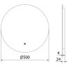 Mexen Erg apšviestas vonios veidrodis, apvalus 50 cm, LED 6000K, antifog - 9823-050-050-611-00