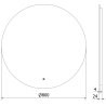 Mexen Erg apšviestas vonios veidrodis, apvalus 80 cm, LED 6000K, anti-dulksna - 9823-080-080-611-00