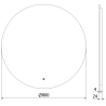 Mexen Erg apšviestas vonios veidrodis, apvalus 80 cm, LED 6000K, be garų - 9823-080-080-611-00