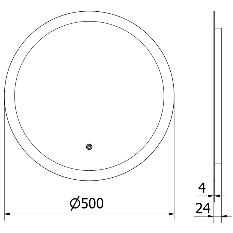 Mexen Oro apvalus apšviestas vonios veidrodis, 50 cm, LED 6000K, nuo rasojimo - 9824-050-050-611-00