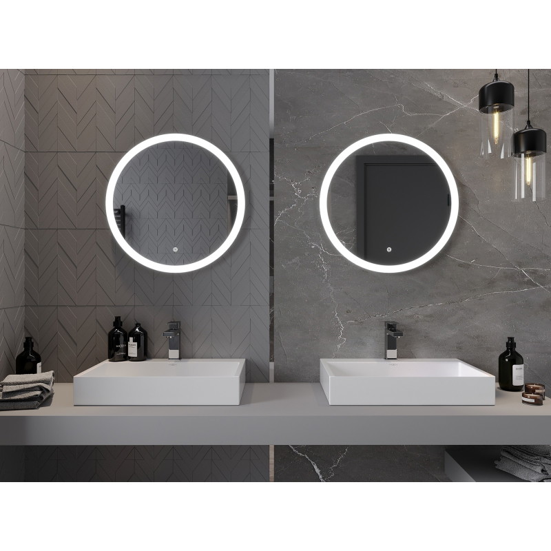 Mexen Oro apšviestas vonios veidrodis, apvalus 60 cm, LED 6000K, nuo rasojimo apsaugotas - 9824-060-060-611-00