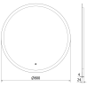 Mexen Oro apšviestas vonios veidrodis, apvalus 80 cm, LED 6000K, antifog - 9824-080-080-611-00