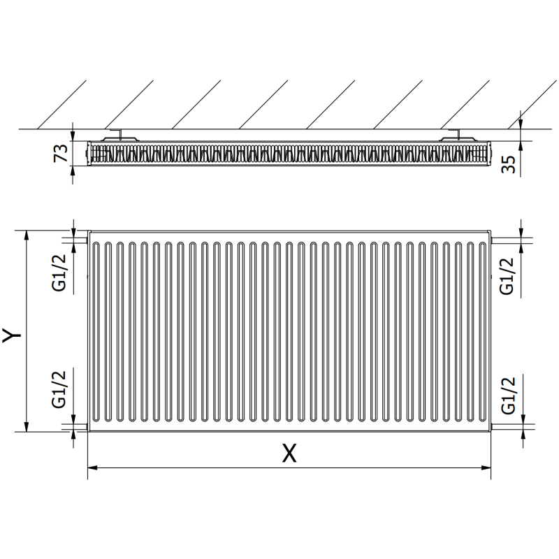 Mexen C21 plokštuminis radiatorių 400 x 600 mm, šoninis prijungimas, 556 W, antracitas - W421-040-060-66