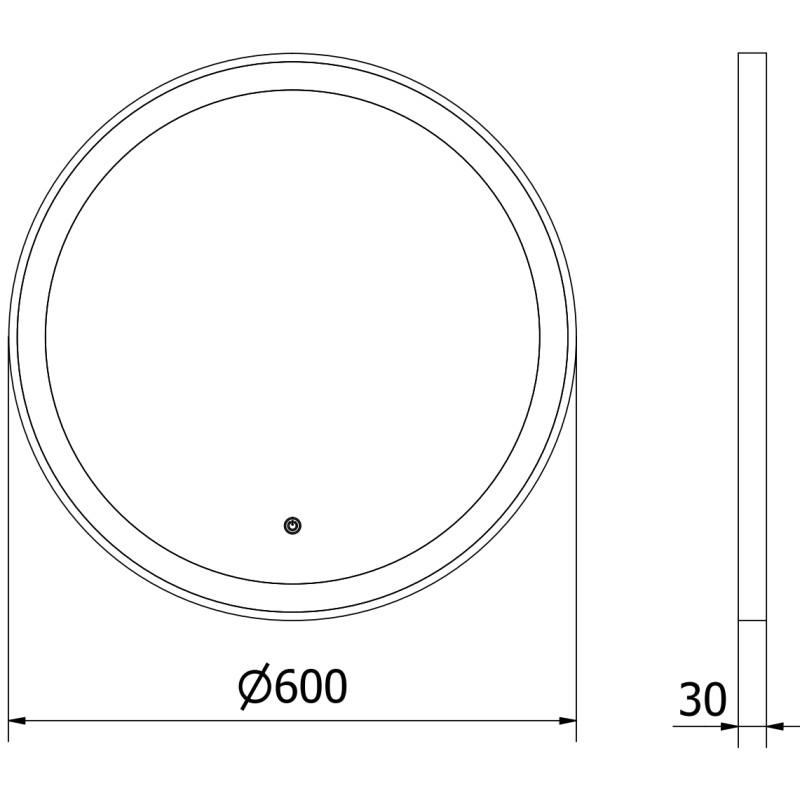 Mexen Esso apšviestas apvalus vonios kambario veidrodis, 60 cm, LED 6000K, priešrasos, auksinis rėmas - 9825-060-060-611-50