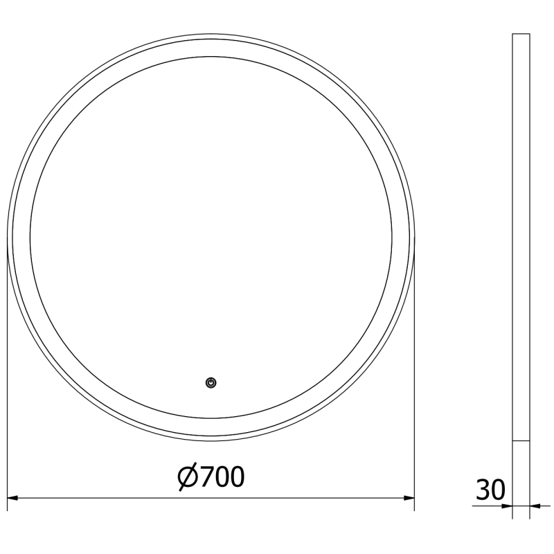 Mexen Esso apšviestas apvalus vonios kambario veidrodis, 70 cm, LED 6000K, priešrūkis, auksinis rėmas - 9825-070-070-611-50