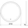 Mexen Esso vonios veidrodis su apšvietimu, apvalus 70 cm, LED 6000K, apsauga nuo rasojimo, aukso spalvos rėmas - 9825-070-070-6?