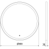 Mexen Esso apvalus apšviestas vonios veidrodis, 80 cm, LED 6000K, apsauga nuo rasojimo, auksinis rėmas - 9825-080-080-611-50
