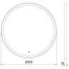 Mexen Esso apšviestas vonios veidrodis, apvalus 90 cm, LED 6000K, anti-rūkas, auksinis rėmas - 9825-090-090-611-50
