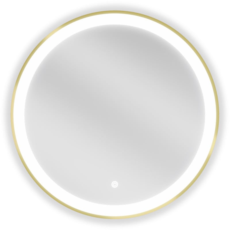 Mexen Esso apvalus vonios veidrodis su apšvietimu, 60 cm, LED 6000K, nuo rasojimo, auksinis rėmas - 9825-060-060-611-50