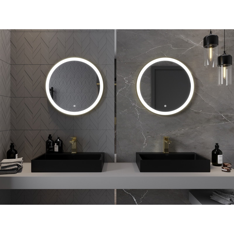 Mexen Esso apšviestas vonios veidrodis, apvalus 60 cm, LED 6000K, antibrangsta, auksinis rėmelis - 9825-060-060-611-50