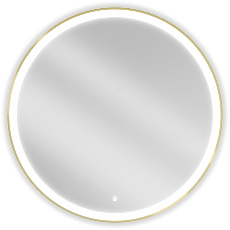 Mexen Esso apvalus apšviestas vonios veidrodis, 90 cm, LED 6000K, apsauga nuo garų, auksinis rėmas - 9825-090-090-611-50