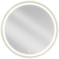 Mexen Esso apvalus apšviestas vonios veidrodis, 90 cm, LED 6000K, apsauga nuo garų, auksinis rėmas - 9825-090-090-611-50