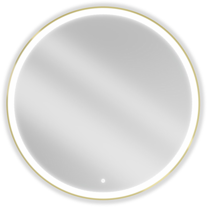 Mexen Esso apšviestas apvalus vonios veidrodis, 100 cm, LED 6000K, garų užsklanda, auksinis rėmas - 9825-100-100-611-50