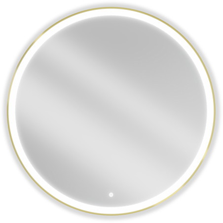 Mexen Esso apšviestas apvalus vonios veidrodis, 100 cm, LED 6000K, garų užsklanda, auksinis rėmas - 9825-100-100-611-50