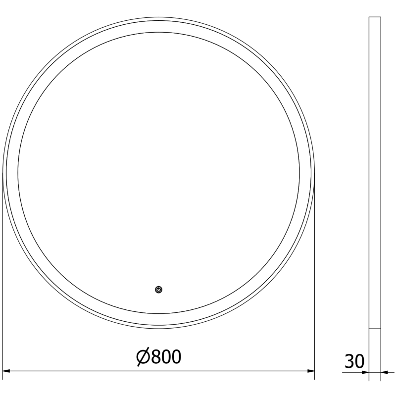 Mexen Esso apvalus apšviestas vonios veidrodis, 80 cm, LED 6000K, apsauga nuo aprasojimo, juodas rėmas - 9825-080-080-611-70