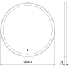 Mexen Esso apvalus, apšviestas vonios veidrodis 80 cm, LED 6000K, nuo rasojimo, juodas rėmas - 9825-080-080-611-70