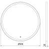 Mexen Esso apvalus vonios veidrodis su apšvietimu, 90 cm, LED 6000K, nuo rasojimo, juodas rėmas - 9825-090-090-611-70