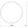Mexen Esso apvalus, apšviestas vonios veidrodis, 100 cm, LED 6000K, nuo rasojimo, juodas rėmas - 9825-100-100-611-70