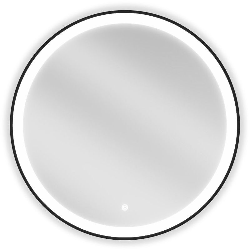 Mexen Esso apvalus vonios kambario veidrodis su apšvietimu, 70 cm, LED 6000K, antirūkas, juodas rėmas - 9825-070-070-611-70