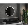 Mexen Esso apvalus apšviestas vonios veidrodis, 80 cm, LED 6000K, apsauga nuo aprasojimo, juodas rėmas - 9825-080-080-611-70