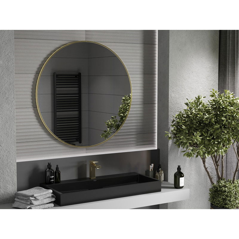 Mexen Loft vonios veidrodis apvalus 100 cm, auksinis rėmas - 9850-100-100-000-50