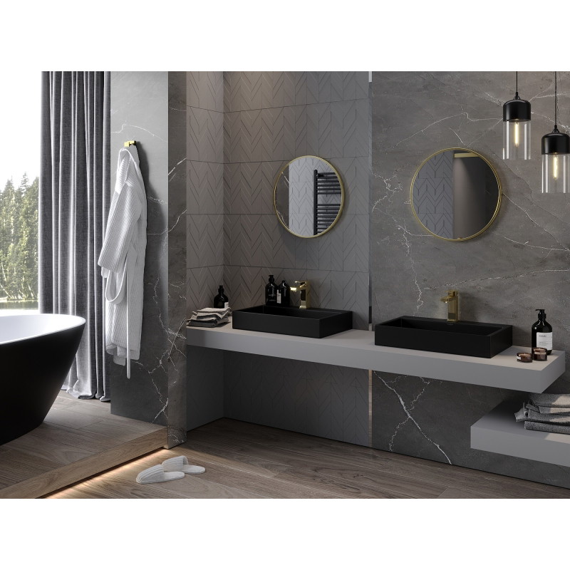 Mexen Loft apvalus vonios veidrodis 55 cm, aukso rėmas - 9850-055-055-000-50