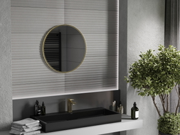 Mexen Loft apvalus vonios kambario veidrodis 60 cm, šlifuoto aukso spalvos rėmas - 9850-060-060-000-50
