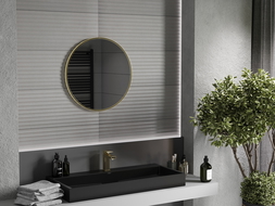 Mexen Loft apvalus vonios kambario veidrodis 65 cm, auksinis rėmas - 9850-065-065-000-50