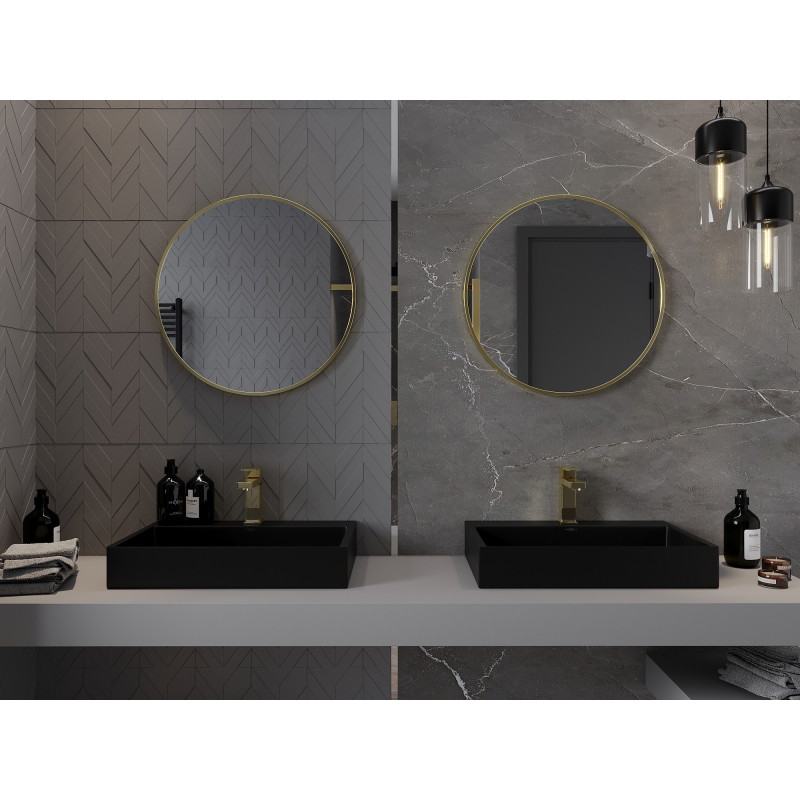 Mexen Loft apvalus vonios veidrodis 65 cm, auksinė rėmelis - 9850-065-065-000-50