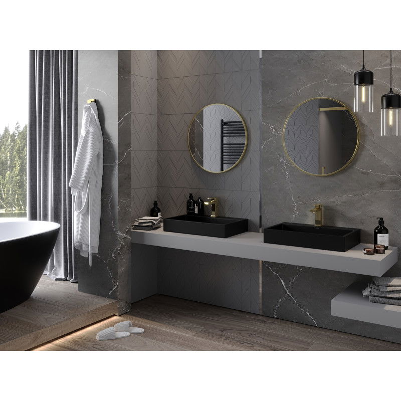 Mexen Loft apvalus vonios kambario veidrodis 65 cm, auksinis rėmas - 9850-065-065-000-50