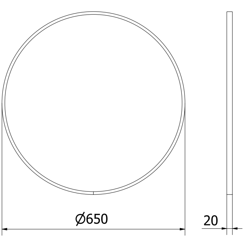 Mexen Loft apvalus vonios kambario veidrodis 65 cm, auksinis rėmas - 9850-065-065-000-50