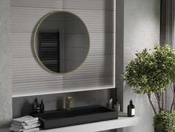 Mexen Loft apvalus vonios kambario veidrodis 80 cm, šlifuoto aukso spalvos rėmas - 9850-080-080-000-50