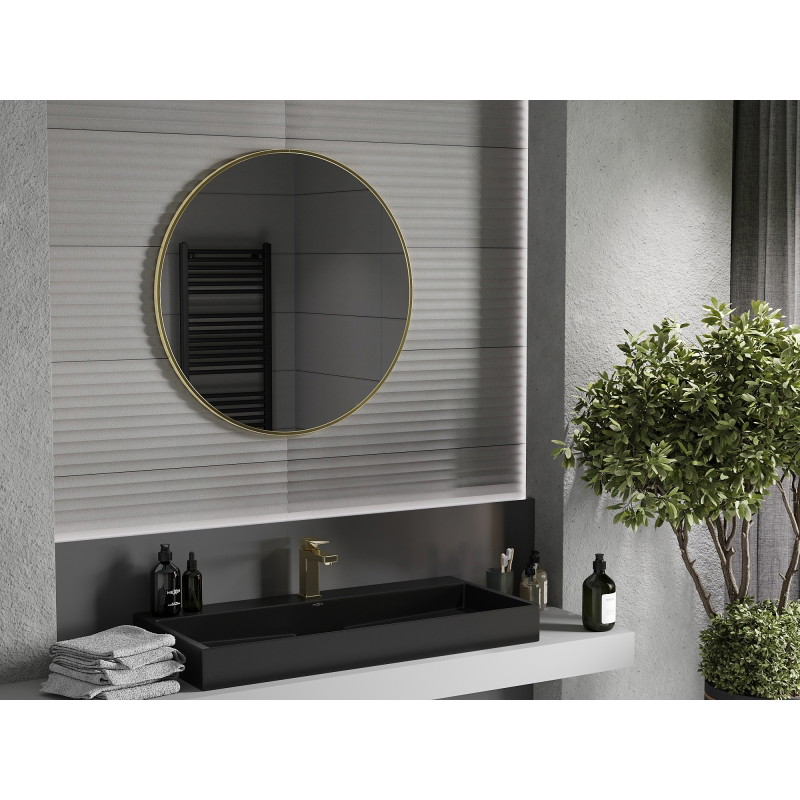 Mexen Loft Apvalus vonios veidrodis 85 cm, auksinis rėmas - 9850-085-085-000-50