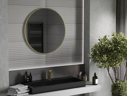 Mexen Loft apvalus vonios kambario veidrodis 85 cm, auksinis rėmas - 9850-085-085-000-50