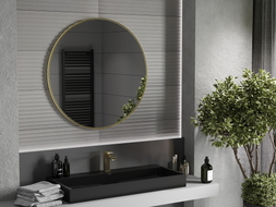 Mexen Loft Apvalus vonios veidrodis, 90 cm, šlifuoto aukso spalvos rėmas - 9850-090-090-000-50