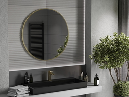 Mexen Loft apvalus vonios kambario veidrodis 95 cm, auksinis rėmas - 9850-095-095-000-50