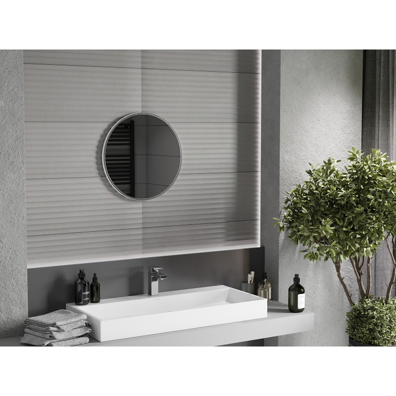 Mexen Loft apvalus vonios kambario veidrodis 30 cm, inox rėmas - 9850-030-030-000-10