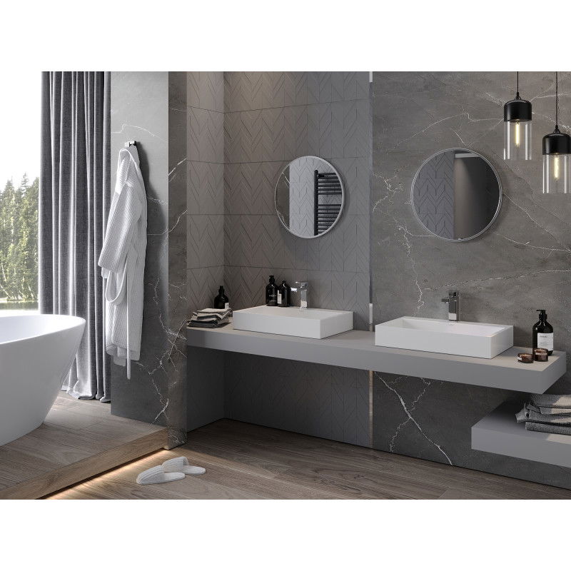 Mexen Loft apvalus vonios veidrodis 30 cm, inox rėmas - 9850-030-030-000-10