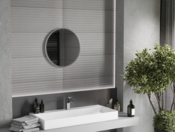 Mexen Loft apvali vonios veidrodžio 40 cm, inox rėmas - 9850-040-040-000-10