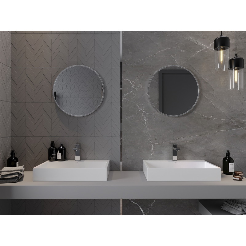 Mexen Loft apvalus vonios veidrodis 40 cm, nerūdijančio plieno rėmas - 9850-040-040-000-10