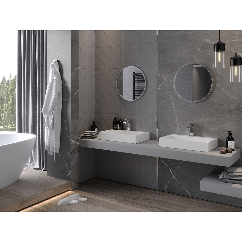 Mexen Loft apvalus vonios veidrodis 40 cm, nerūdijančio plieno rėmas - 9850-040-040-000-10