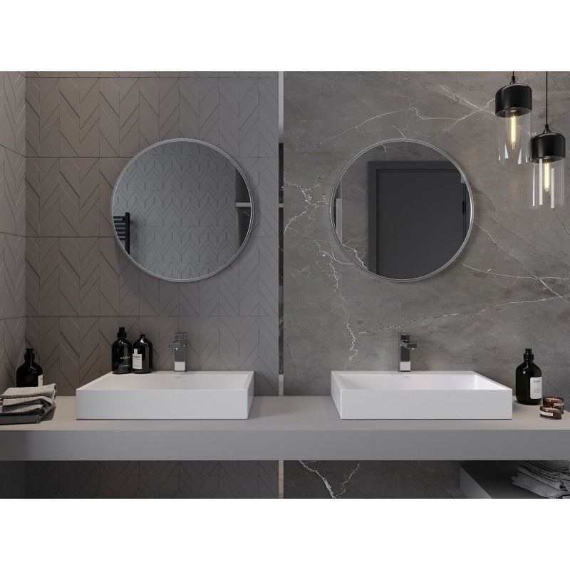 Mexen Loft apvalus vonios veidrodis 60 cm, nerūdijančio plieno rėmas - 9850-060-060-000-10