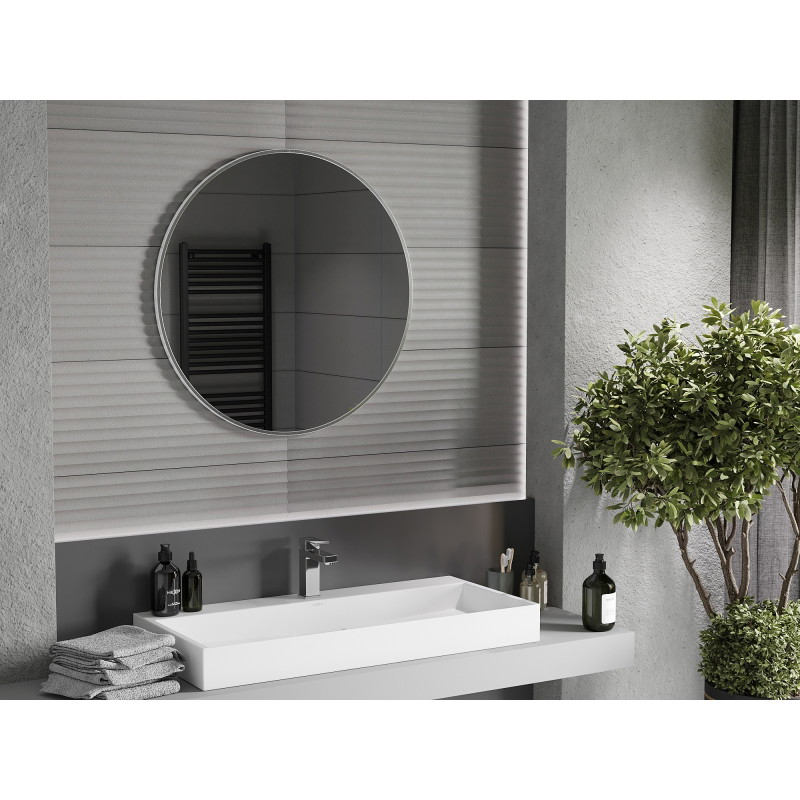 Mexen Loft apvalus vonios veidrodis 80 cm, nerūdijančio plieno rėmas - 9850-080-080-000-10